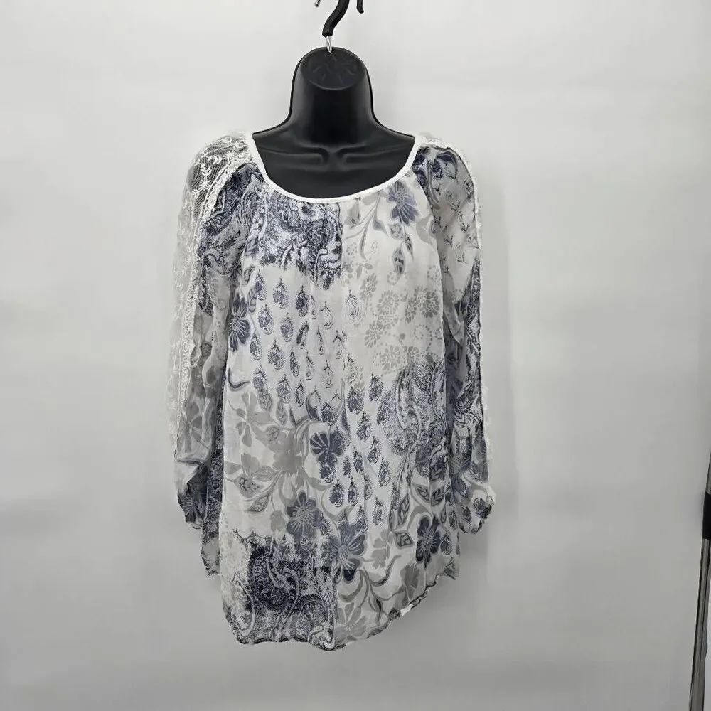Tempo Paris Floral Silk Blouse Size Small Boho Lined Cottagecore Feminine